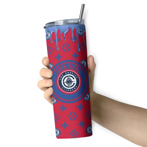 personalized los angeles clippers camo streak red skinny tumbler premium grade.webp
