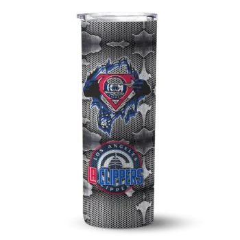 personalized los angeles clippers chevron v red gray skinny tumbler best selling 1.webp