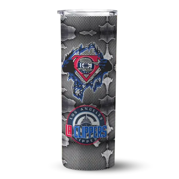 personalized los angeles clippers chevron v red gray skinny tumbler best selling 1.webp