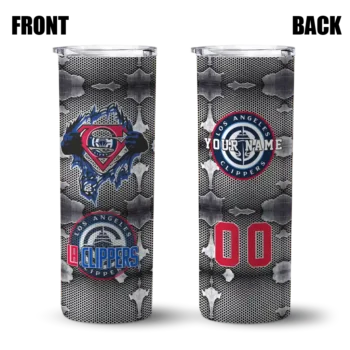personalized los angeles clippers chevron v red gray skinny tumbler fashion forward.webp