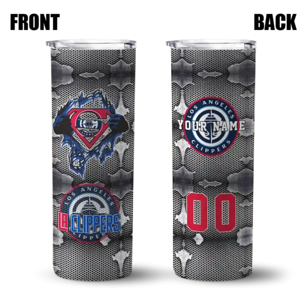 personalized los angeles clippers chevron v red gray skinny tumbler fashion forward.webp