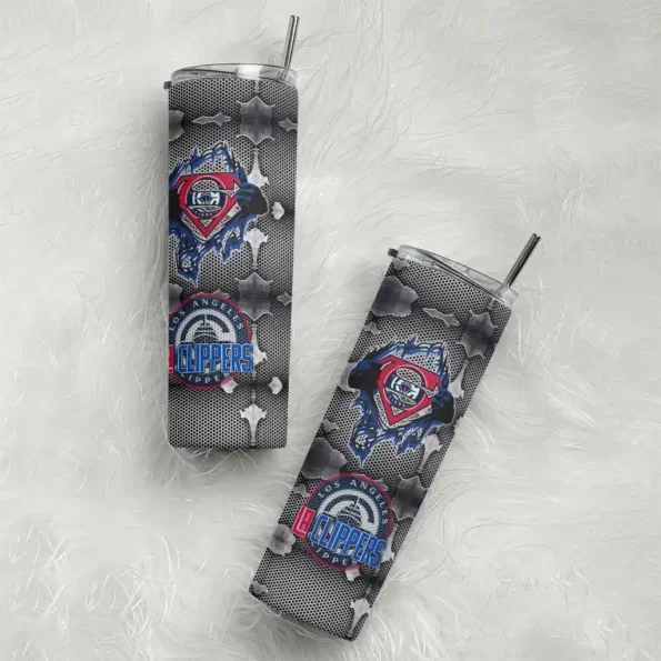 personalized los angeles clippers chevron v red gray skinny tumbler top rated.webp