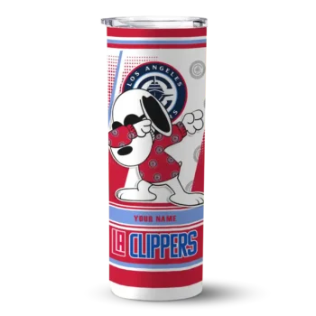 personalized los angeles clippers snoopy dog red white skinny tumbler best selling 1.webp