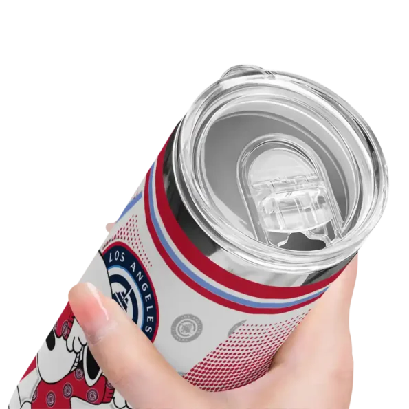 personalized los angeles clippers snoopy dog red white skinny tumbler high quality.webp