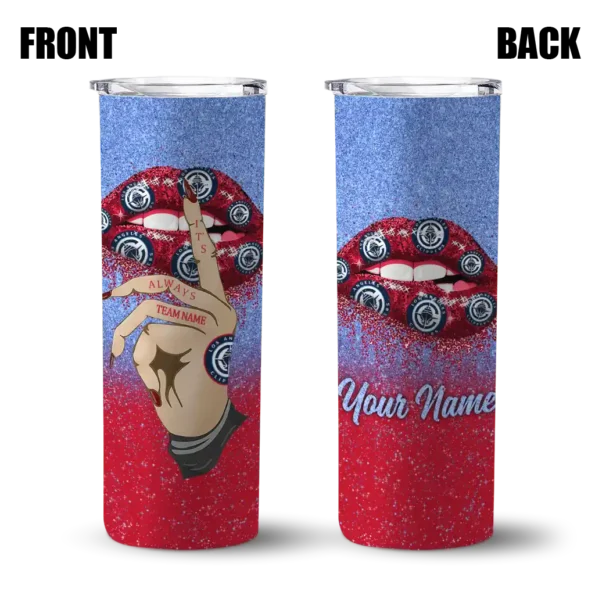 personalized los angeles clippers sparkle lips red skinny tumbler fashion forward.webp
