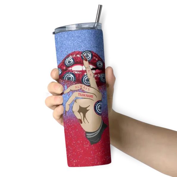 personalized los angeles clippers sparkle lips red skinny tumbler premium grade.webp