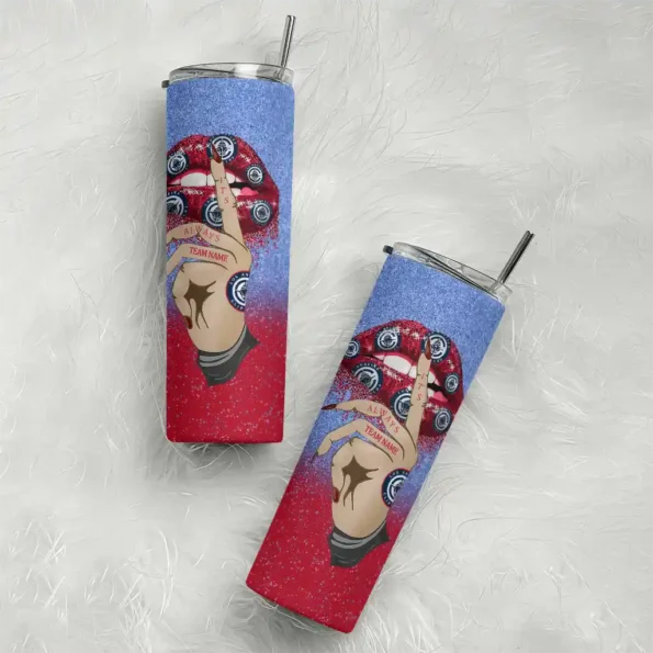 personalized los angeles clippers sparkle lips red skinny tumbler top rated.webp