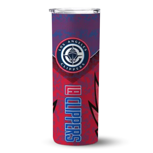 personalized los angeles clippers spiral burst print red skinny tumbler best selling 1.webp