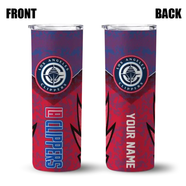 personalized los angeles clippers spiral burst print red skinny tumbler fashion forward.webp