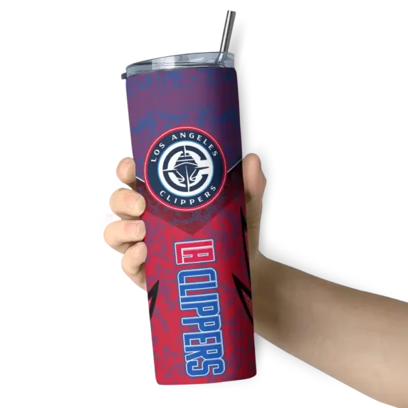 personalized los angeles clippers spiral burst print red skinny tumbler premium grade.webp