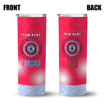 personalized los angeles clippers starburst tiles red skinny tumbler fashion forward.webp