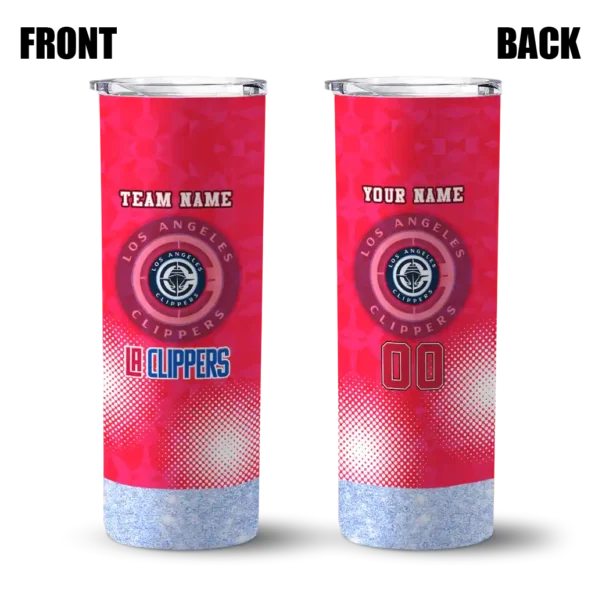 personalized los angeles clippers starburst tiles red skinny tumbler fashion forward.webp