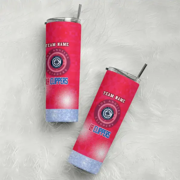 personalized los angeles clippers starburst tiles red skinny tumbler top rated.webp