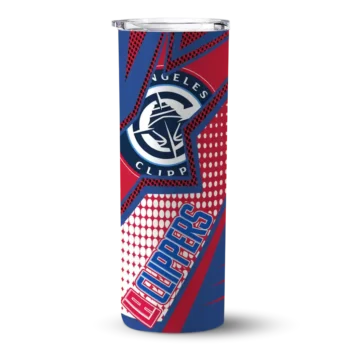 personalized los angeles clippers web stripes red white skinny tumbler best selling 1.webp