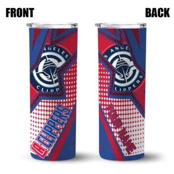 personalized los angeles clippers web stripes red white skinny tumbler fashion forward.webp