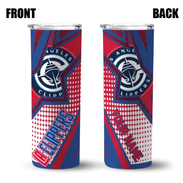 personalized los angeles clippers web stripes red white skinny tumbler fashion forward.webp
