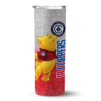 personalized los angeles clippers winnie the pooh red gray skinny tumbler best selling 1.webp