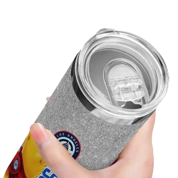 personalized los angeles clippers winnie the pooh red gray skinny tumbler high quality.webp