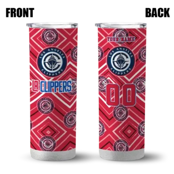 personalized los angeles clippers zipper leopard red skinny tumbler fashion forward.webp