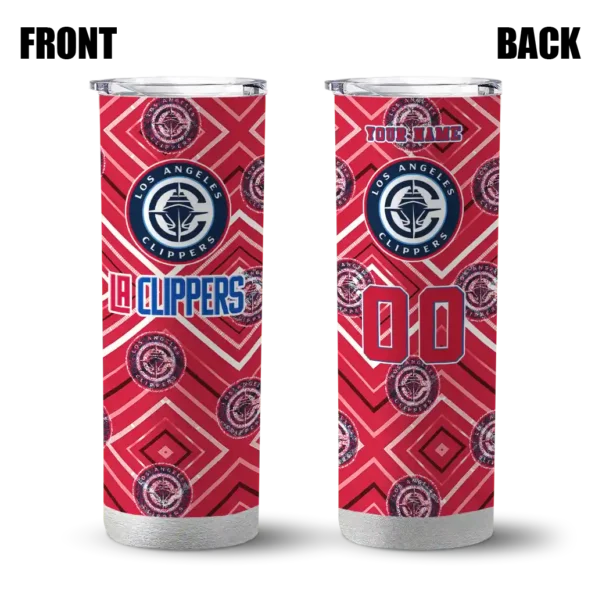 personalized los angeles clippers zipper leopard red skinny tumbler fashion forward.webp