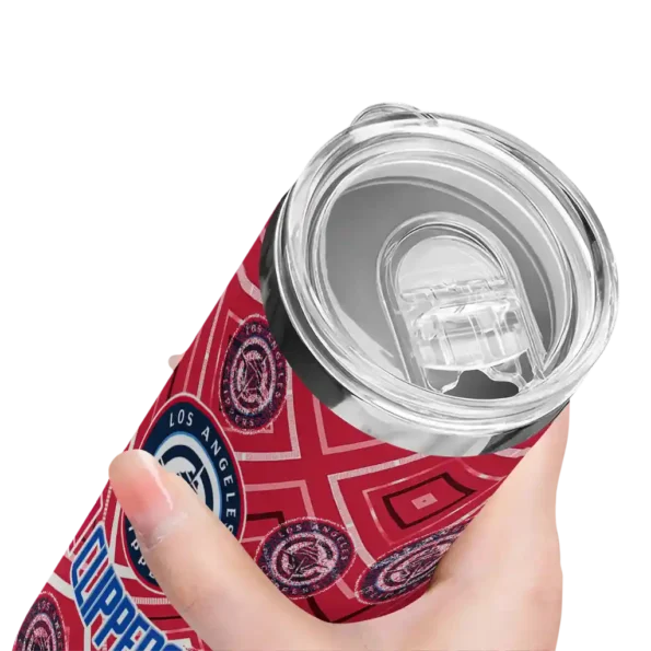personalized los angeles clippers zipper leopard red skinny tumbler high quality.webp