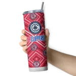 personalized los angeles clippers zipper leopard red skinny tumbler best selling 1.webp