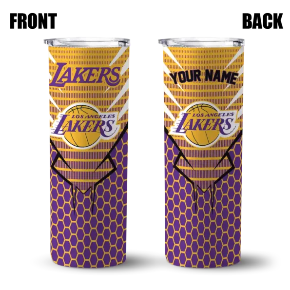 personalized los angeles lakers chevron stripes purple skinny tumbler fashion forward.webp