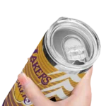 personalized los angeles lakers chevron stripes purple skinny tumbler best selling 1.webp