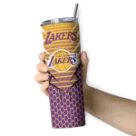 personalized los angeles lakers chevron stripes purple skinny tumbler best selling 1.webp