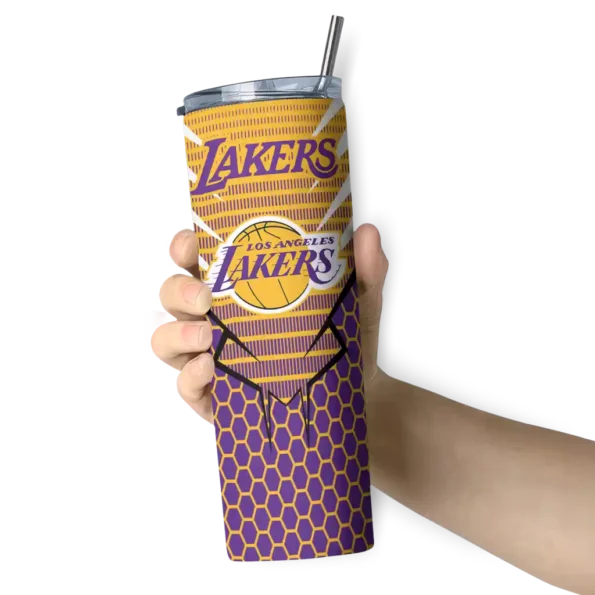 personalized los angeles lakers chevron stripes purple skinny tumbler premium grade.webp