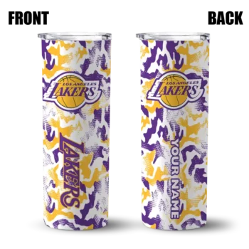 personalized los angeles lakers claw marks purple white skinny tumbler fashion forward.webp
