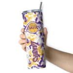personalized los angeles lakers claw marks purple white skinny tumbler best selling 1.webp