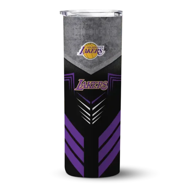 personalized los angeles lakers hexagon honeycomb purple black skinny tumbler best selling 1.webp