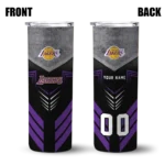 personalized los angeles lakers hexagon honeycomb purple black skinny tumbler best selling 1.webp