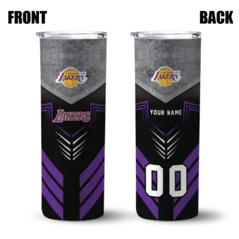 personalized los angeles lakers hexagon honeycomb purple black skinny tumbler fashion forward.webp
