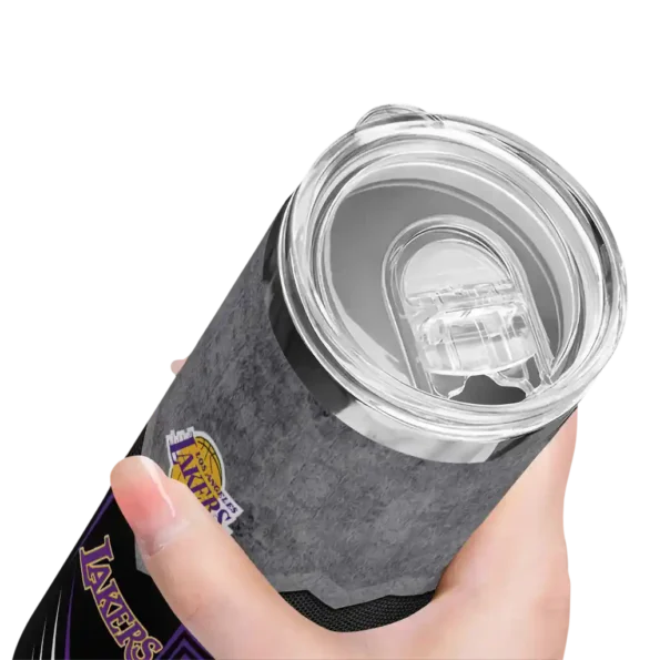 personalized los angeles lakers hexagon honeycomb purple black skinny tumbler high quality.webp