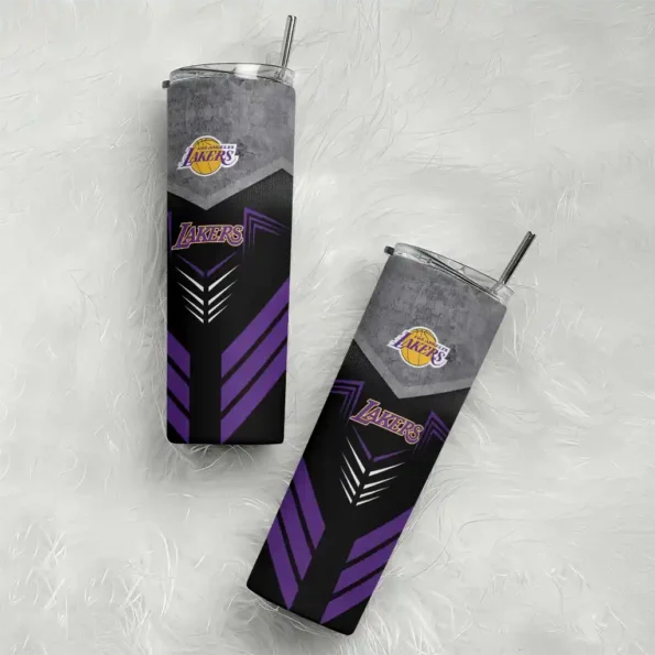 personalized los angeles lakers hexagon honeycomb purple black skinny tumbler top rated.webp