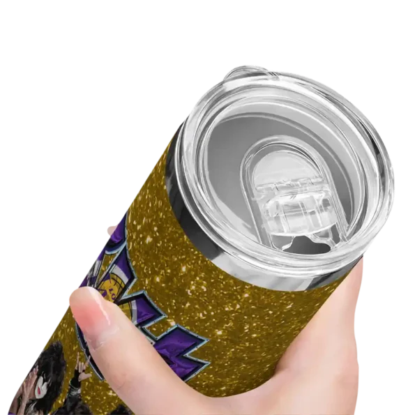 personalized los angeles lakers kiss band gold skinny tumbler high quality.webp