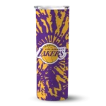 personalized los angeles lakers metallic grid purple skinny tumbler best selling 1.webp