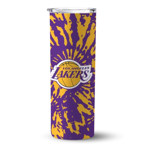 personalized los angeles lakers metallic grid purple skinny tumbler best selling 1.webp