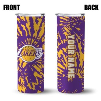 personalized los angeles lakers metallic grid purple skinny tumbler fashion forward 1.webp