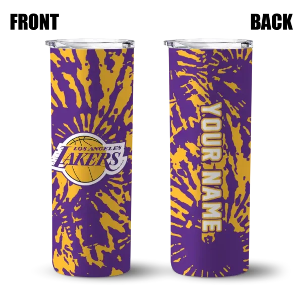 personalized los angeles lakers metallic grid purple skinny tumbler fashion forward 1.webp