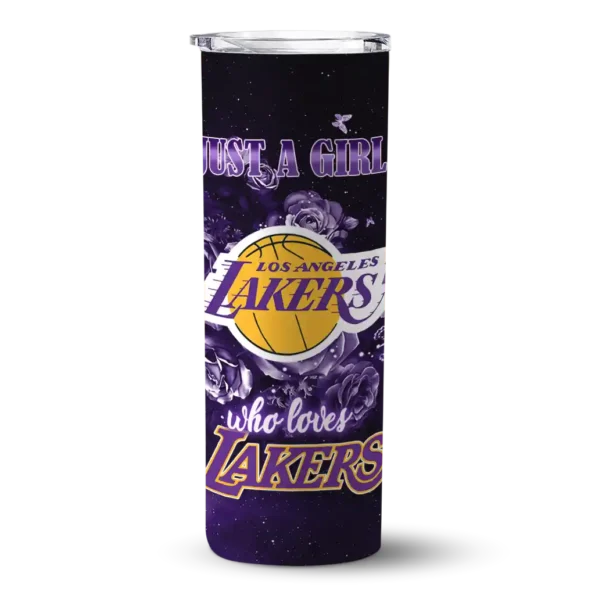 personalized los angeles lakers rose romance purple black skinny tumbler best selling.webp