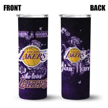 personalized los angeles lakers rose romance purple black skinny tumbler fashion forward.webp