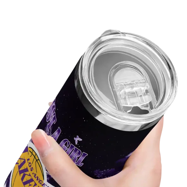 personalized los angeles lakers rose romance purple black skinny tumbler high quality.webp