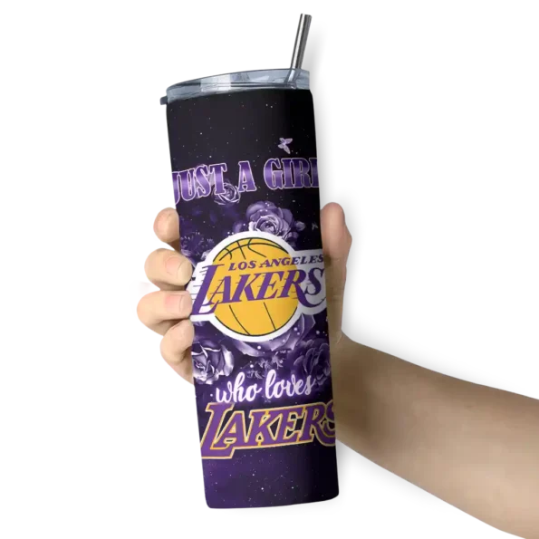 personalized los angeles lakers rose romance purple black skinny tumbler premium grade.webp