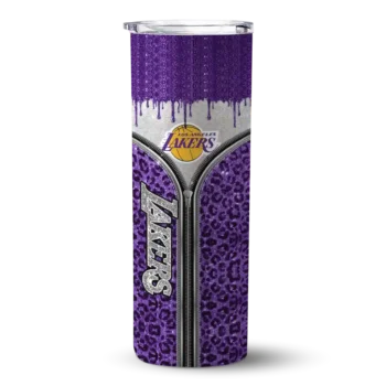 personalized los angeles lakers sparkle drip purple skinny tumbler best selling 1.webp