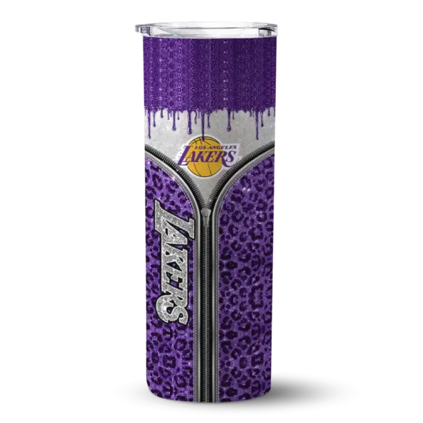 personalized los angeles lakers sparkle drip purple skinny tumbler best selling 1.webp