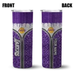 personalized los angeles lakers sparkle drip purple skinny tumbler best selling 1.webp