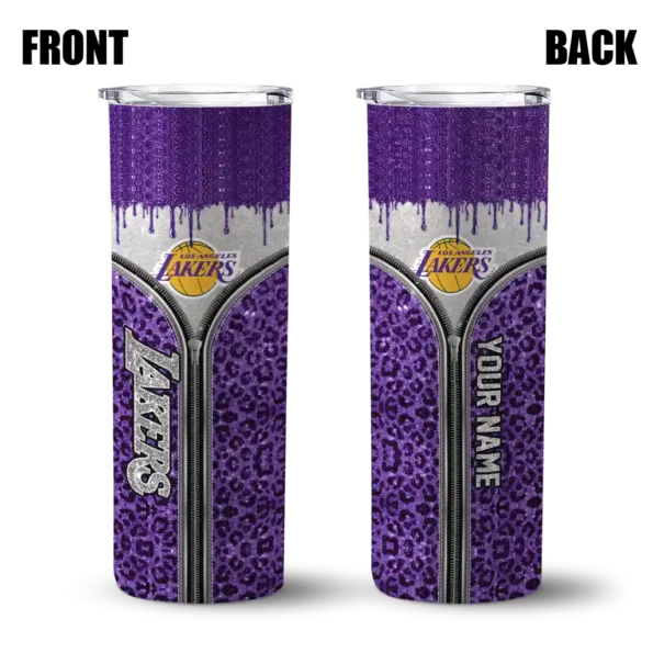 personalized los angeles lakers sparkle drip purple skinny tumbler fashion forward.webp